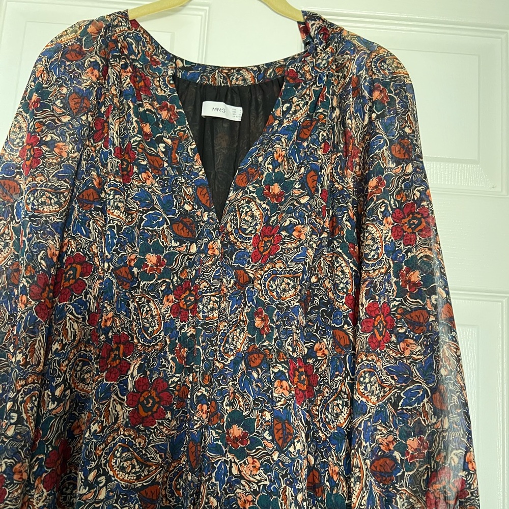 Mango maxi floral chiffon dress